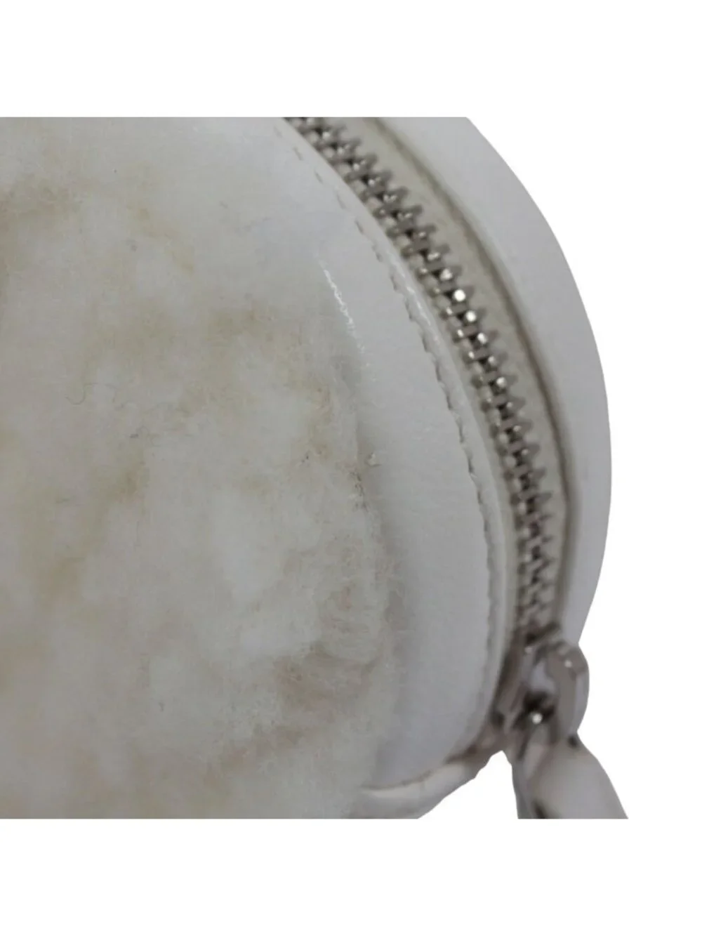 Chanel Coco Neige Ge Chain Pouch Fleece Leather White Shoulder Bag Silver